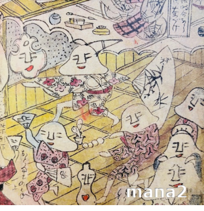 宴会中の人面たち