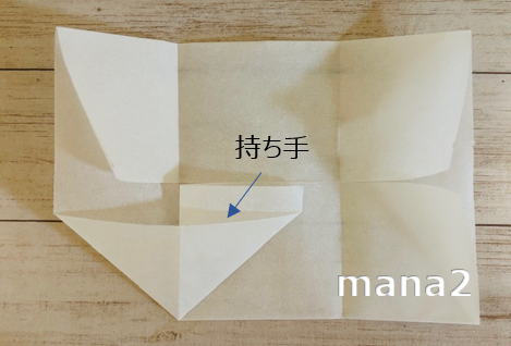 三角形に開いたところ